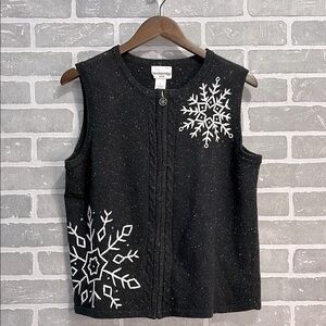 Vintage Breckenridge snowflake Zip confetti Wool Blend Sweater vest Petite Large